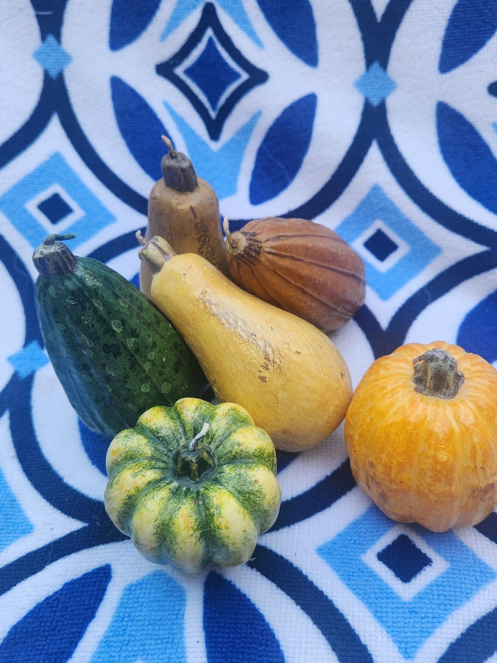 Vintage Fall Gourd Pumpkin Candle Lot Set of 6 Harvest Autumn Thanksgiving Decor